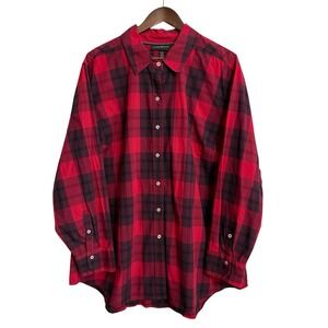 Lane Bryant top women's 26 button up classic preppy holiday plaid career office